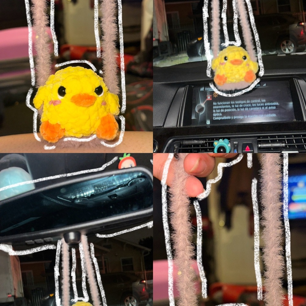 Charming Yellow Bird Plush Car Accessory